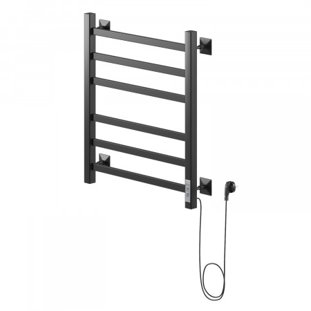 Полотенцесушитель электрический ЛЦ 60х50 6 перекл ТРИУМФ-2 ЧЕРНЫЙ (правый, терморег,312 Вт) ZOX