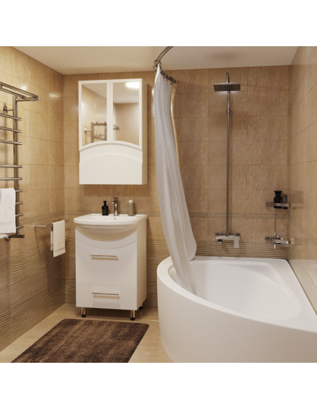 Тумба д/ванной "РАДУГА-52" белая под ум.Альфана-52 (P)