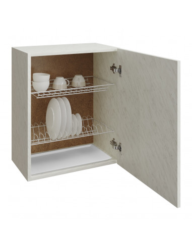 Шкаф навесной кухонный с сушкой 50 белый мрамор