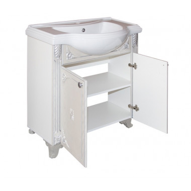 Тумба д/ванной "ЛЮДВИГ-80" патина серебро под ум.Классик-800 (Kirovit) (ПВХ) (Р)