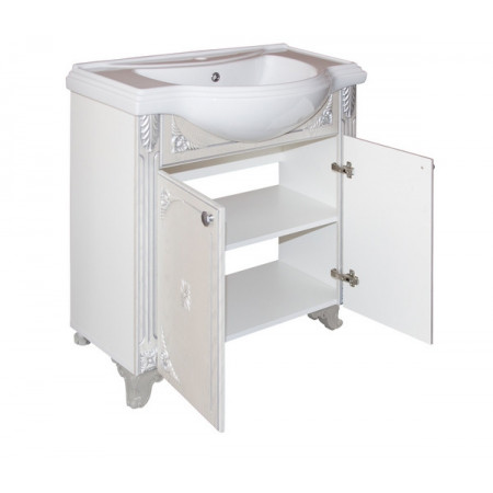 Тумба д/ванной "ЛЮДВИГ-80" патина серебро под ум.Классик-800 (Kirovit) (ПВХ) (Р)