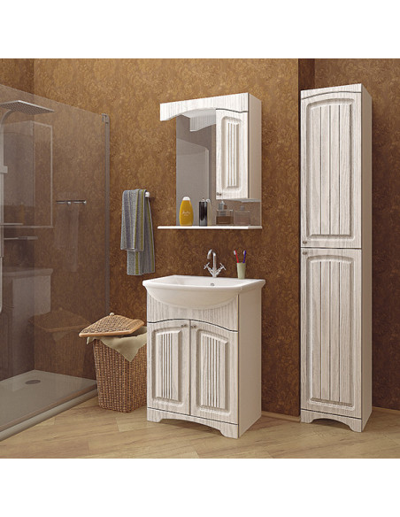 Шкаф навесной "КРИТ-55" патина серебро без подсветки (ПВХ)