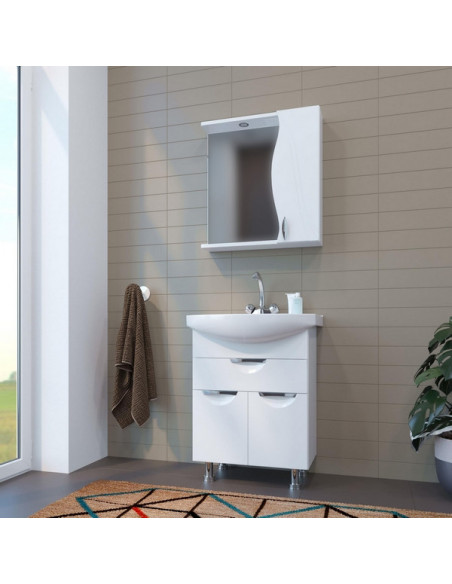 Шкаф навесной "ЛИМА-65" правый с подсветкой (ПВХ) (P)