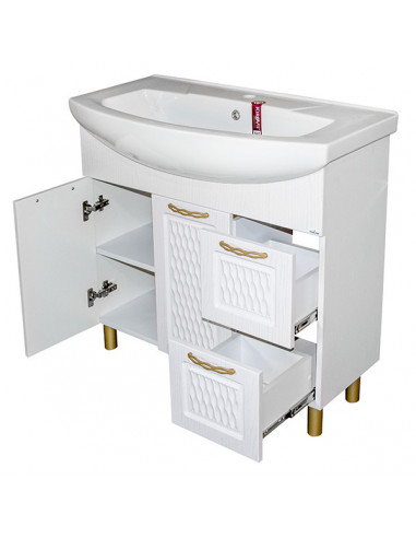 Тумба д/ванной "Ладога-85"  под ум.Элеганс-85 белая (ПВХ) (Р)