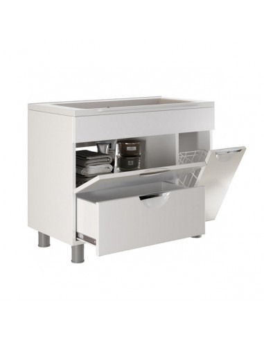 Тумба д/ванной "ЭТЬЕН-90" с бельевой корзиной под ум.Elen-90 (ПВХ) (Р)