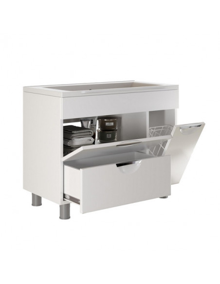 Тумба д/ванной "ЭТЬЕН-90" с бельевой корзиной под ум.Elen-90 (ПВХ) (Р)