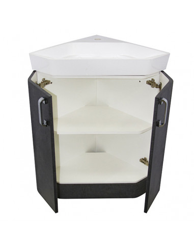 Тумба д/ванной "КВАРЦ-67" напольная, угловая серая под ум. Quartz-50 (ПВХ)