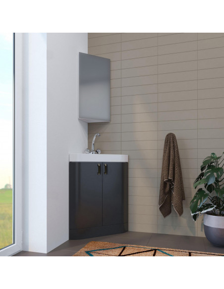 Тумба д/ванной "КВАРЦ-67" напольная, угловая серая под ум. Quartz-50 (ПВХ)