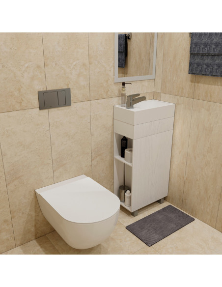 Тумба д/ванной "Мини - 40" белая левая (полки слева) под ум.Sky 40 (ПВХ)