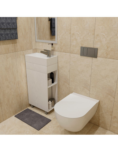 Тумба д/ванной "Мини - 40" белая правая (полки справа) под ум.Sky 40 (ПВХ)