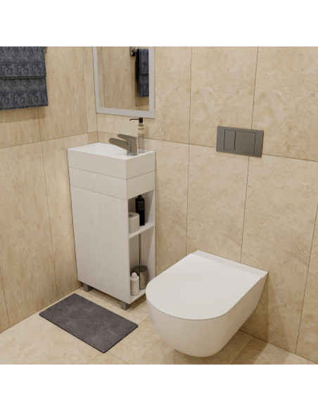 Тумба д/ванной "Мини - 40" белая правая (полки справа) под ум.Sky 40 (ПВХ)