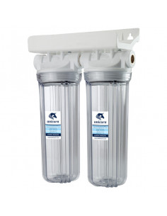 Корпус фильтра к 10" DUO 3/4''  двойной для хол. воды прозр. UNICORN (FH2P 34 DUO)
