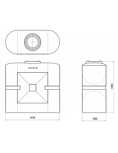 Бак накопительный вертикальный прямоугольный VERT/RCG 1000lR blue