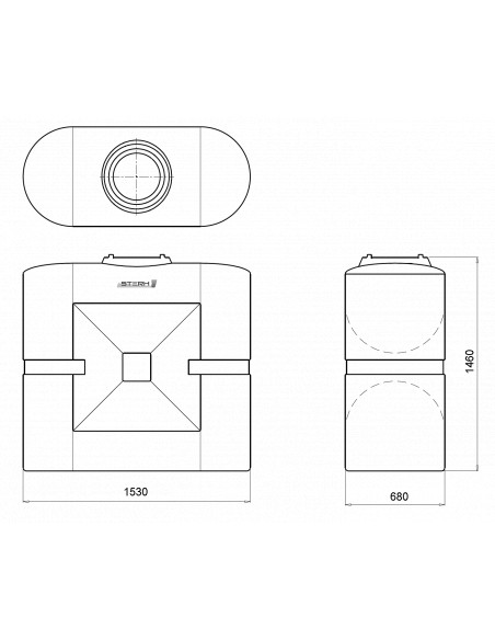 Бак накопительный вертикальный прямоугольный VERT/RCG 1000lR blue