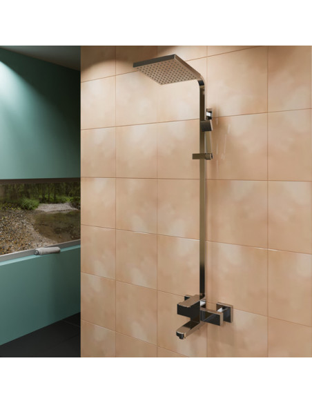 Стойка душевая ML2433 (смеситель с изл.+ лейка 1поз+душ шланг+тропич.душ) (Р)