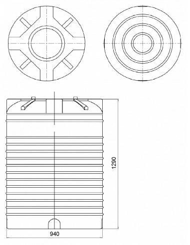 Цилиндрическая емкость для воды 780 л