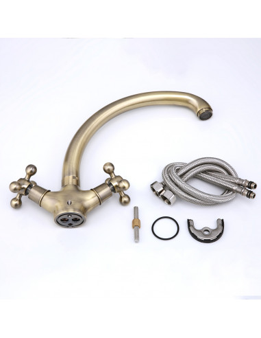 Смеситель 4219-4 кухня бронза (ручки) FRAP (Р)