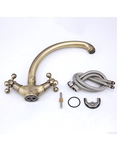 Смеситель 4219-4 кухня бронза (ручки) FRAP (Р)