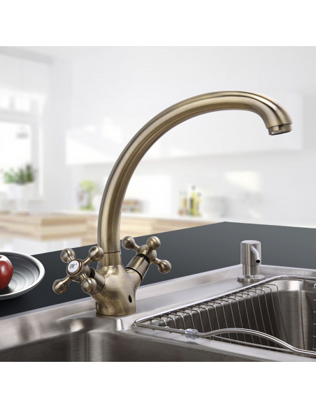 Смеситель 4219-4 кухня бронза (ручки) FRAP (Р)