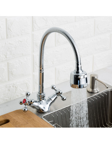 Смеситель 4319F кухня гибкий излив на гайке FRAP (Р)