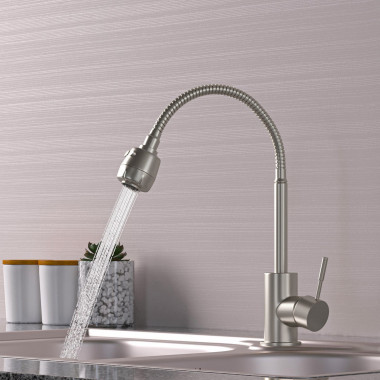 Смеситель MIXLINE MLSS-0302 гибкий металлический излив, для кухни (Р)