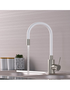 Смеситель для кухни 35k MIXLINE MLSS-0325 БЕЛЫЙ гибкий силиконовый излив 2