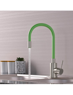 Смеситель для кухни 35k MIXLINE MLSS-0325 ЗЕЛЕНЫЙ гибкий силиконовый излив 2