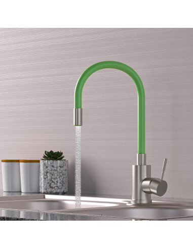 Смеситель для кухни 35k MIXLINE MLSS-0325 ЗЕЛЕНЫЙ гибкий силиконовый излив