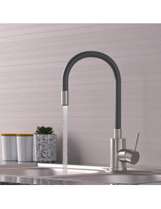 Смеситель для кухни 35k MIXLINE MLSS-0325 СЕРЫЙ гибкий силиконовый излив 2