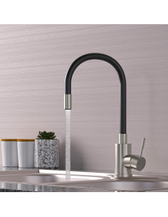 Смеситель для кухни 35k MIXLINE MLSS-0325 ЧЕРНЫЙ гибкий силиконовый излив 2