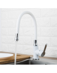 Смеситель 4041 кухня гибк.изл. бок. на гайке (белый) FRAP (Р) 2