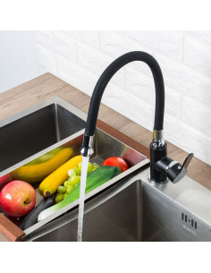 Смеситель 4042 кухня гибк.изл. бок. на гайке (чёрный) FRAP (Р) 2