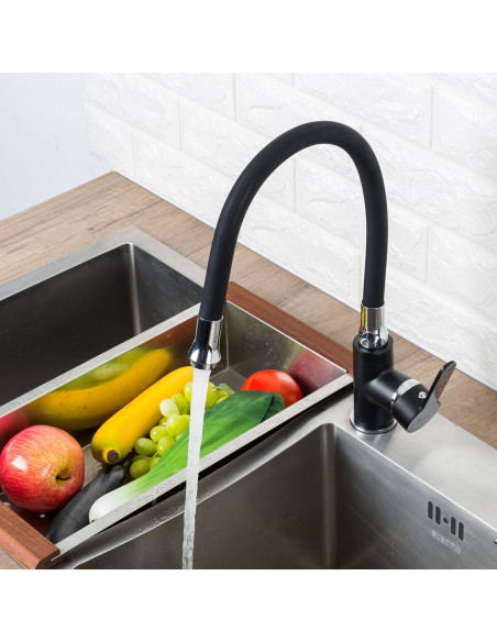 Смеситель 4042 кухня гибк.изл. бок. на гайке (чёрный) FRAP (Р)