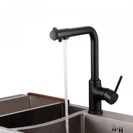 Смеситель 4390-10 кухня с вых. для питьевого фильтра GAPPO ЧЁРНЫЙ (Р)