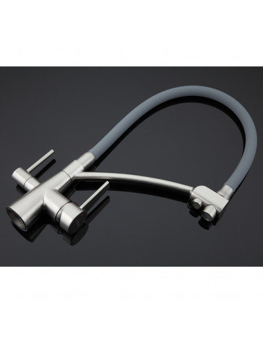 Смеситель 4398 кухня гибкий излив с вых. для питьевого фильтра GAPPO САТИН (Р)