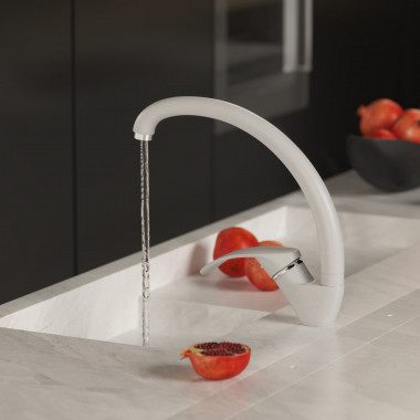 Смеситель MIXLINE ML-GS02 для кухни белый (331) (Р)