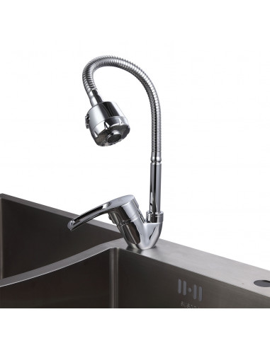 Смеситель 43701-В кухня гибкий излив, боковая на гайке FRAP (Р)