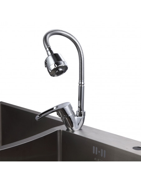 Смеситель 43701-В кухня гибкий излив, боковая на гайке FRAP (Р)