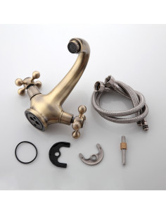 Смеситель 1019-4 умывальник бронза (ручки) FRAP (Р) 2