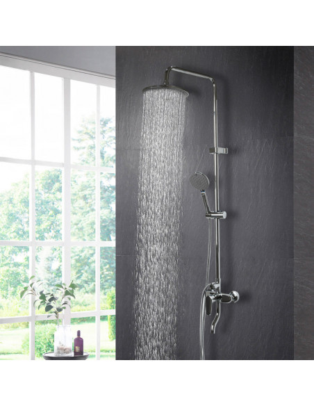 Стойка душевая ML2416 (смеситель с изл.+ лейка 3поз+душ шланг+тропич.душ) (Р)