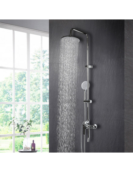 Стойка душевая ML2418 (смеситель с изл.+ лейка 5поз+душ шланг+тропич.душ) (Р)