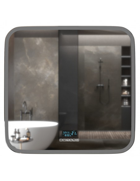 Зеркало MIXLINE "Стив-6" 800*680 (ШВ) сенсорный выключатель, часы, термометр, Bluetooth + подогрев
