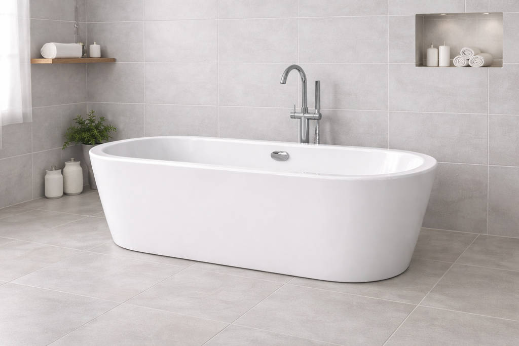 белая ванна из кварила