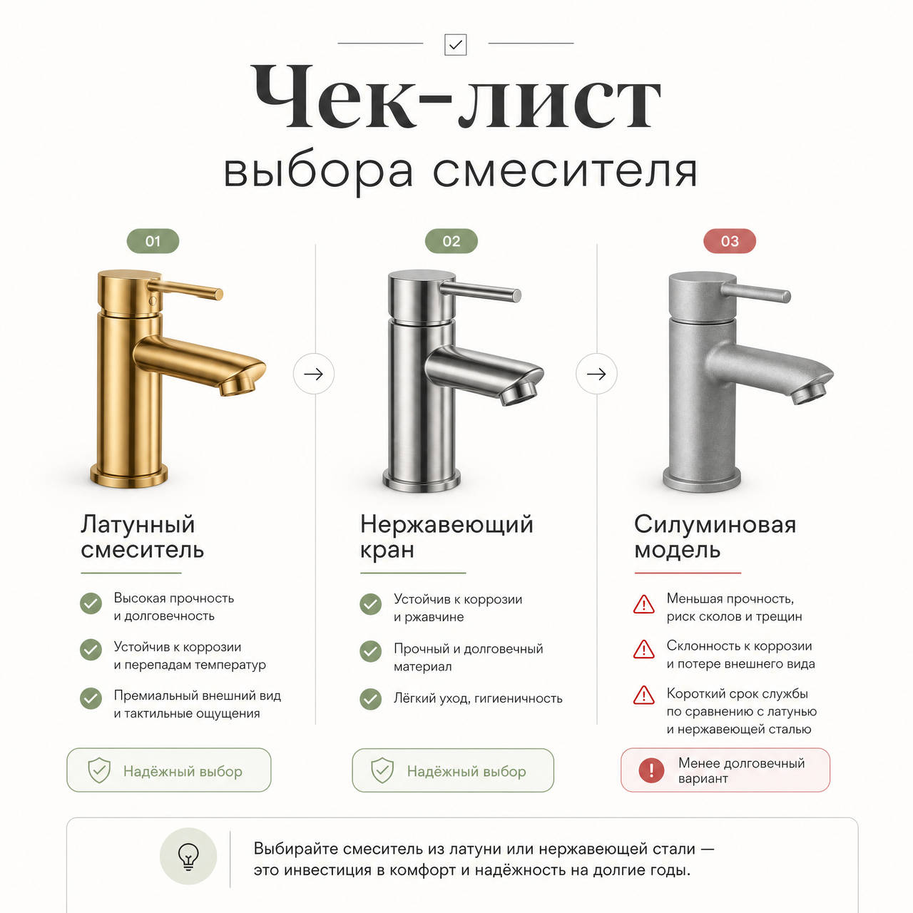 чек-лист выбора смесителя