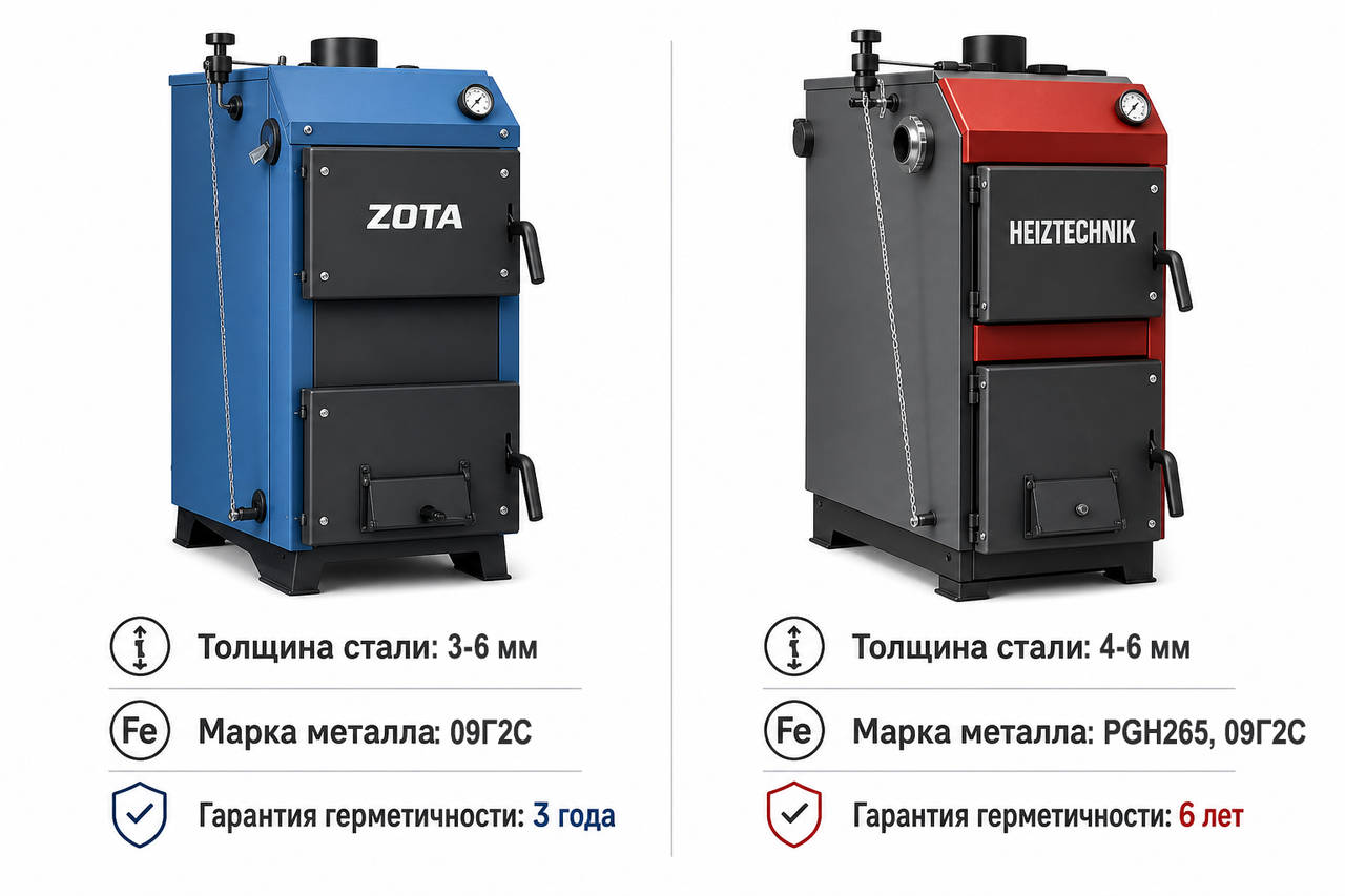 сравнение котлов Zota и Heiztechnik
